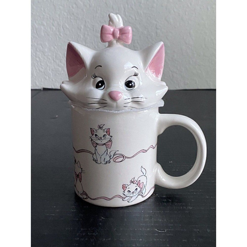 Disney The Aristocats Marie Cat Kitten Mug With Topper Figural Collectible NEW‎